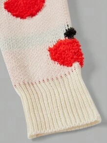 Teen Girl Apple Pattern Drop Shoulder Sweater - Apricot - View 6