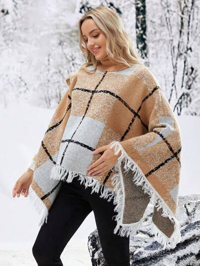 SHEIN pull ample et décontracté à col roulé pour femmes enceintes avec manches longues, pour l'hiver