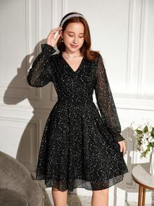 Váy lưới lấp lánh cho bé gái, hoàn hảo cho các bữa tiệc, thanh lịch và - màu đen - Xem 5