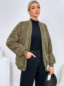 SHEIN Essnce Oversized Plush Coat