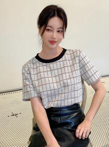 Dazy Star Của phụ nữ In kẻ sọc Áo thun - Nhiều màu - Xem 3