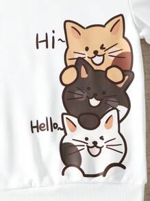 SHEIN Tween Girl Cartoon Graphic Hoodie & Sweatpants - Multicolor - View 3