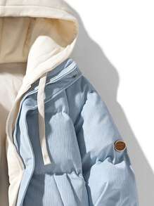 Men's Winter 2 In 1 Hooded Warm -Padded Coat, Warming - Blue - View 3