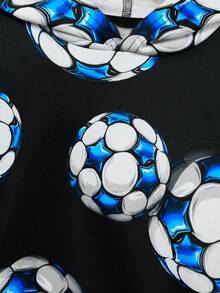 SHEIN 小男孩足球印花卫衣 - 黑與白 - 查看 4