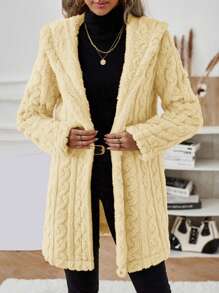 SHEIN LUNE Chaqueta Amarilla Regular Con Capucha Para Mujer - Amarillo - Ver 6