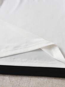 Sparklyn Tween Girl 2pcs/Set Short Knit T-Shirt With Color Block - Black and White - View 5