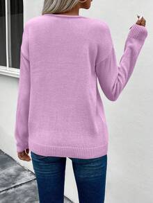 EMERY ROSE Women's Half-zipper Pullover Sweater - Purple - View 2