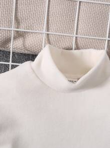 SHEIN Young Boy Letter Graphic Mock Neck Tee - White - View 4