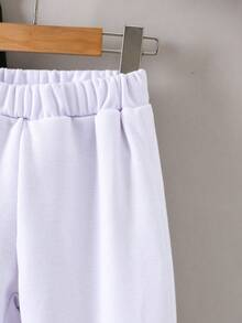 男童保暖内衬运动裤 - 黑與白 - 查看 4