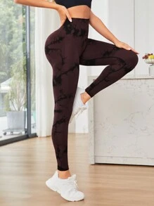 女士無縫綁染運動緊身褲 - 彩色 - 查看 1