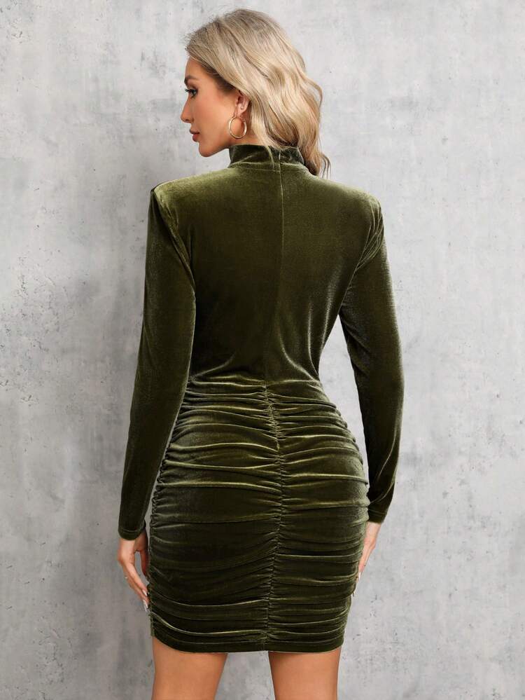 Choker Neck Ruched Bodycon Dress