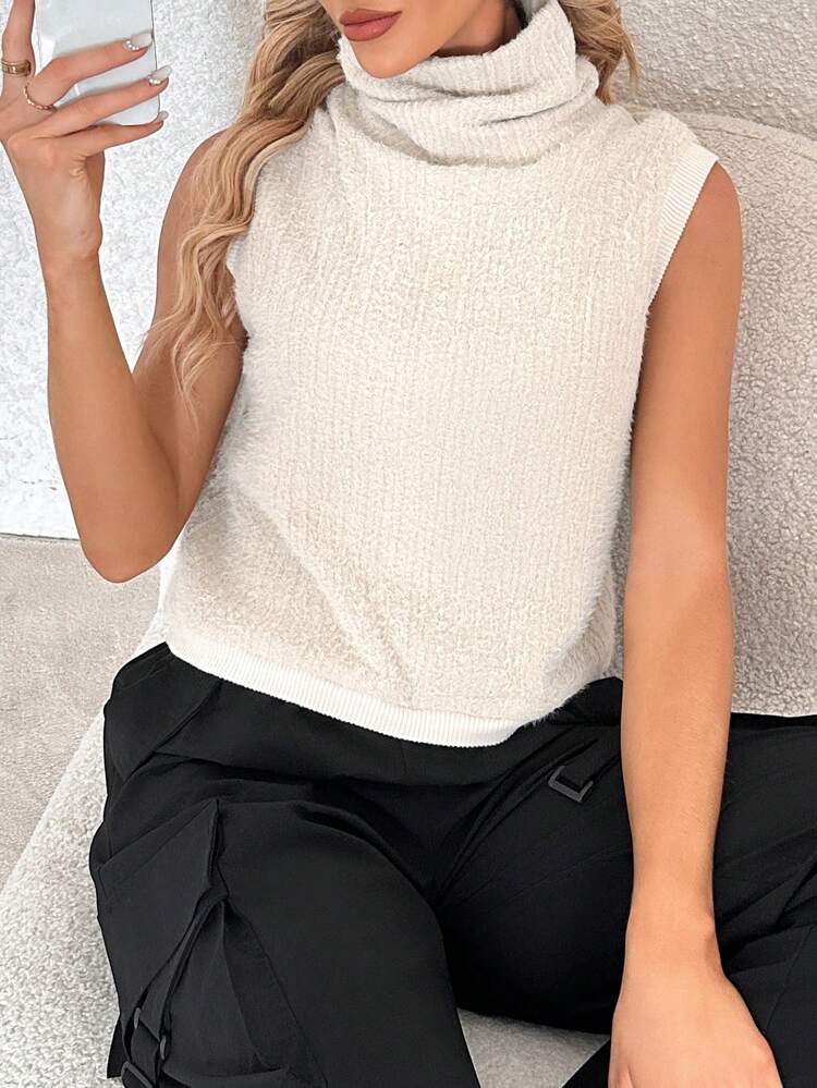 Turtleneck Solid Tank Top