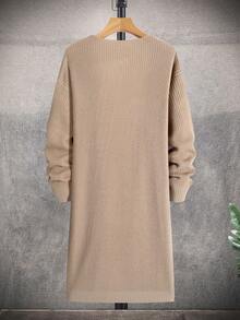 Manfinity Homme Men's Solid Color Simple Daily Cardigan - Apricot - View 2