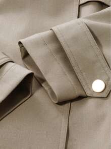 Goelia 100% 美麗諾羊毛純色自繫腰帶風衣 - 綠色 - 查看 5