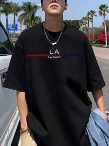 Manfinity Homme Men's Plus Size T-shirt (drop Shoulder) - Black - View 3