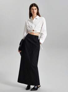 Ontre White Drop Shoulder Shirt With Unique Design - White - View 2