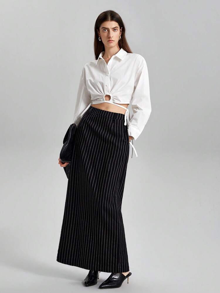 White Drop Shoulder Shirt With Unique Design