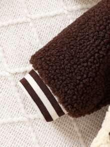 Baby Boy Letter Embroidery Raglan Sleeve Teddy Coat