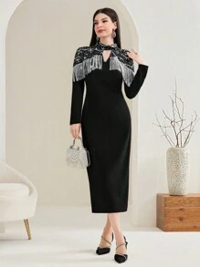 Modelyn 女式流蘇立領連身裙 - 彩色 - 查看 1