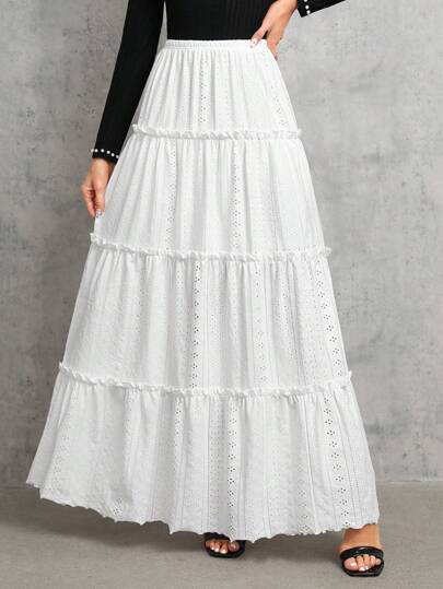 SHEIN Tall Frill Trim Schiffy Skirt