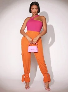 SHEIN SXY Cargo Pants With Bow Tie And Jogger Hem