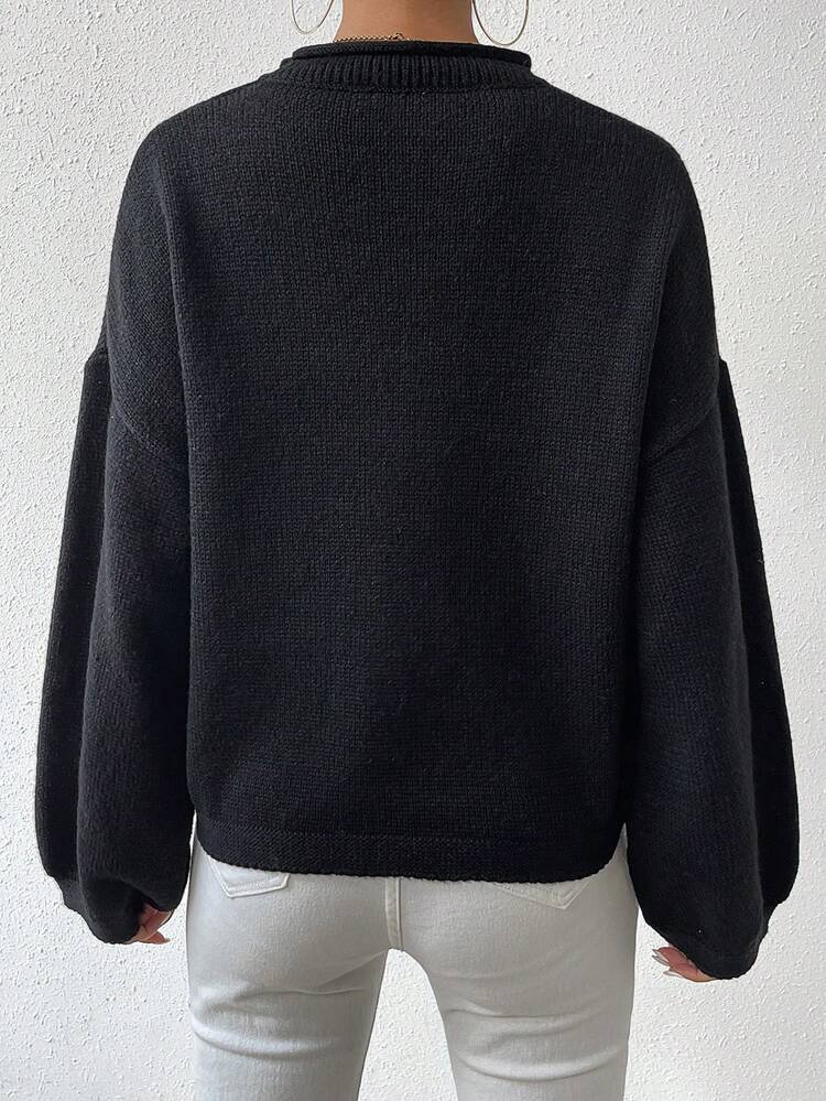 Women's Butterfly Print Drop Shoulder Knit Pullover Fall Winter Sweater