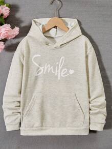 SHEIN 少女字母印花卫衣 - 灰色 - 查看 1