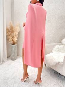 SOLERSUN 翻領斗篷袖前打結連身裙 - 粉色 - 查看 2