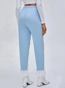 Anke Wonder Designer Damen Jogginghose mit hoher Zugkordeltaille und flauschigem Saum, ideal für Herbst und Winter, Feiertage, Festivals