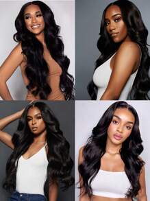Human Hair Body Wave Transparent Lace Front Wigs Pre-Plucked with Baby Hair Body Wave 4x4 Lace Closure Wigs for - Natural Black - View 2