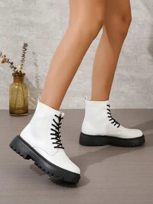 女性時尚踝靴和短靴新品到貨 - 白色 - 查看 4