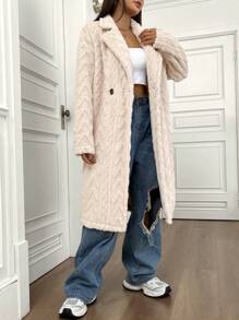 Flirla Women's Long Plush Lapel Coat