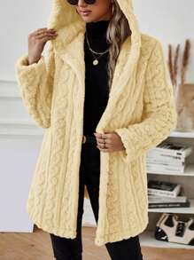 SHEIN LUNE Chaqueta Amarilla Regular Con Capucha Para Mujer - Amarillo - Ver 1