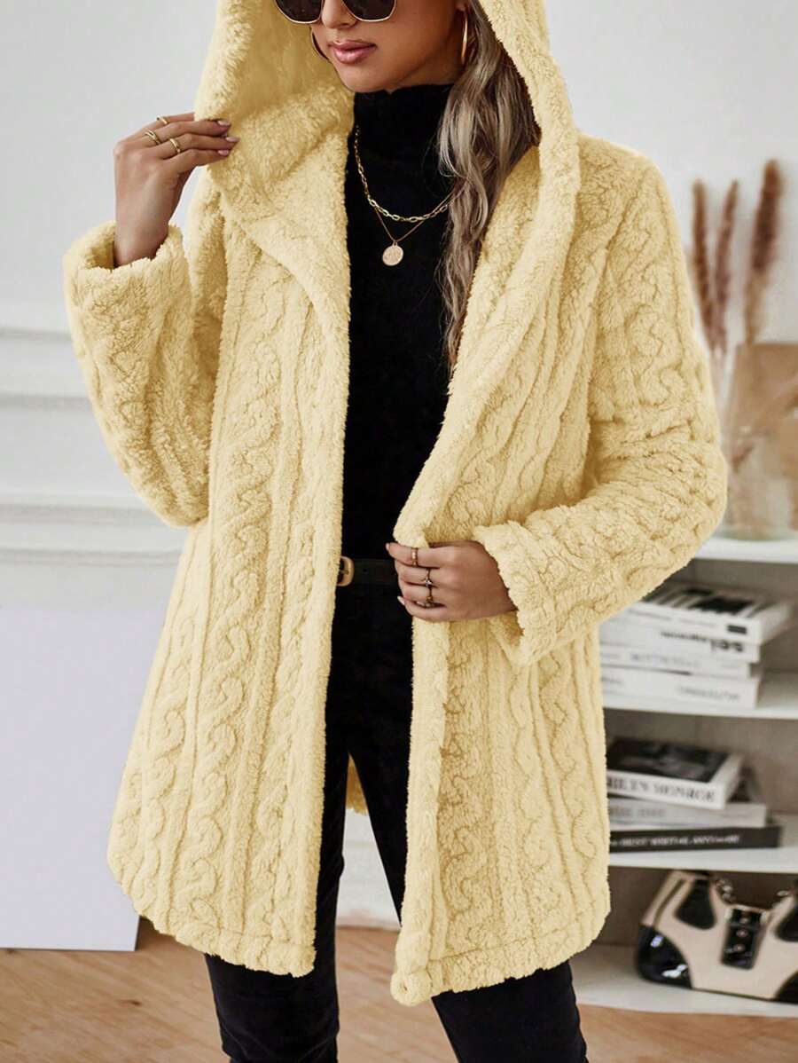 SHEIN LUNE Chaqueta Amarilla Regular Con Capucha Para Mujer - Amarillo - Ver 1