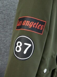 Tween Boys' Hooded Padded Coat With Fur Collar - Army Green - View 8