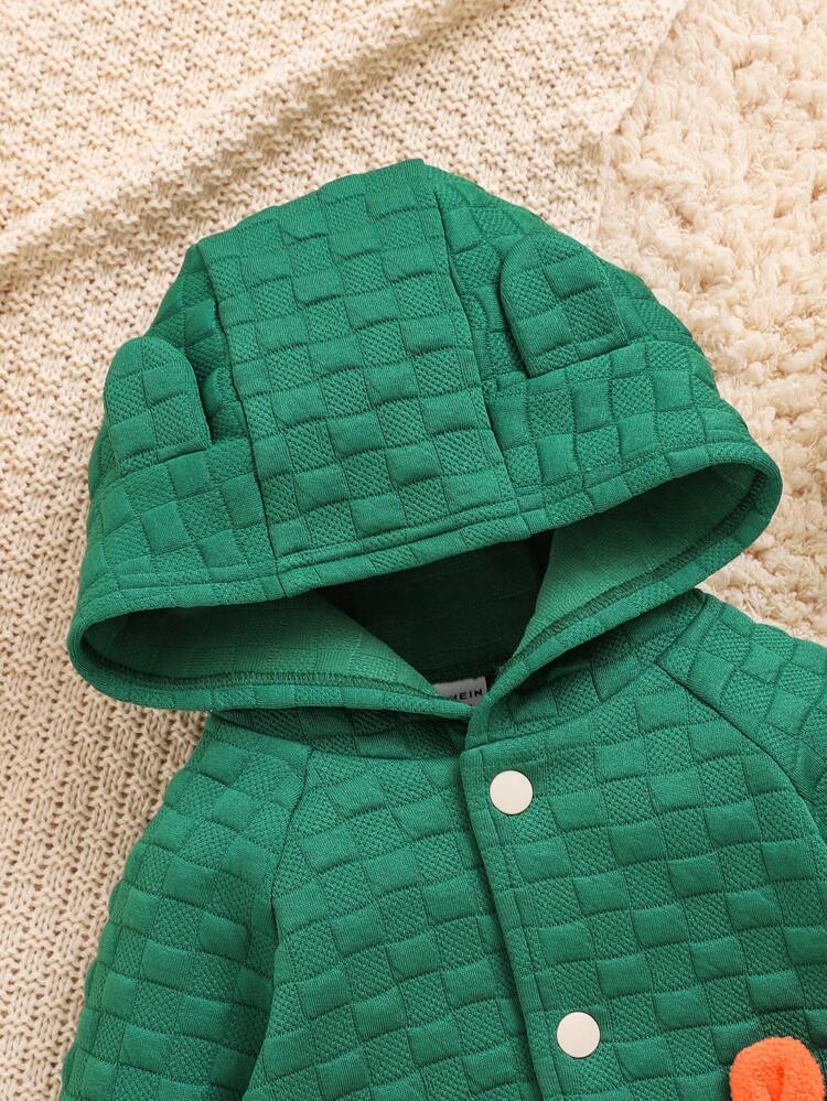Baby Boys' Cute 3d Cartoon Pocket Hooded Plaid Jacket