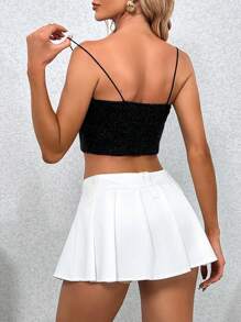 SHEIN Essnce 女士肋紋短版沖鋒背心上衣 - 黑色 - 查看 2