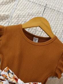 SHEIN Hàng mới đến Bé gái Dệt kim Áo In hoa Ánh sáng Và Thoáng khí Đầm Chất liệu Với thắt lưng , Mùa hè - Nhiều màu - Xem 7