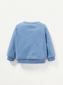 Newborn Baby Boys' Knitted Soft Letter Print Round Neck Sweatshirt Two Piece Set - Multicolor - View 2