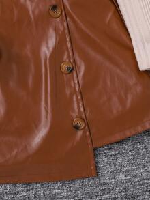 SHEIN Teen Girl高領充氣袖t卹&不對稱下擺配腰帶半裙