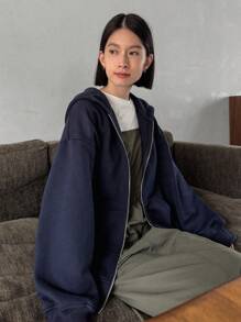 FRIFUL 女式雙拉鍊連帽夾克 - 藍色 - 查看 6