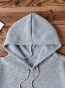 SHEIN EZwear Của phụ nữ Trở lại In hoa Áo nỉ có mũ - Xám - Xem 3