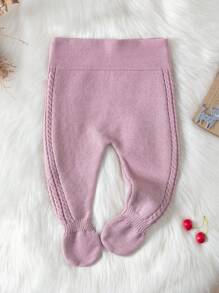 Quần len dệt kim ấm áp màu hồng cho bé gái - Màu tím hoa cà - Xem 1