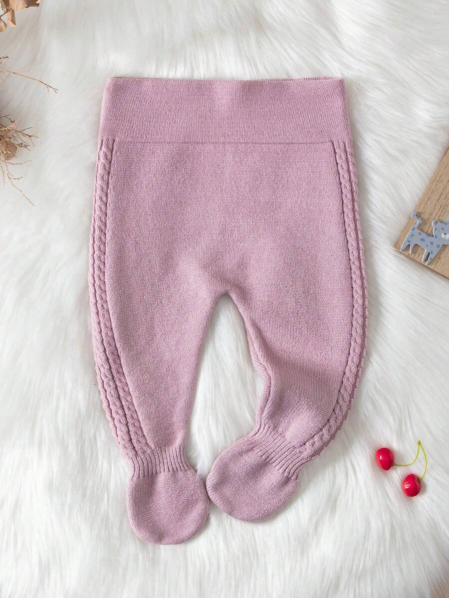 Quần len dệt kim ấm áp màu hồng cho bé gái - Màu tím hoa cà - Xem 1