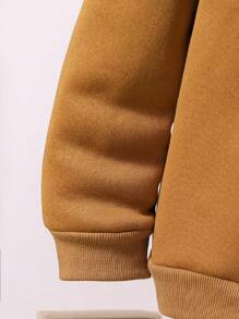 Tween Boy Two Tone Letter Graphic Thermal Hoodie & Sweatpants - Black - View 3