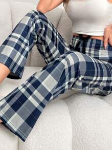 Bow Detail Plaid Sleep Pants - Multicolor - View 4
