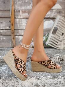 Summer New Arrival High Heel Straw Weaving Platform Sandals For Women Open Toe Roman Style Outdoors Slippers - Multicolor - View 3