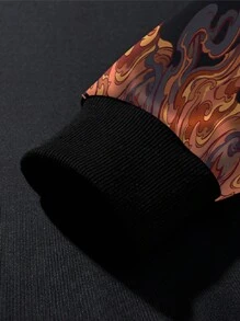 男士卡通字母印花圓領運動衫 - 黑色 - 查看 3