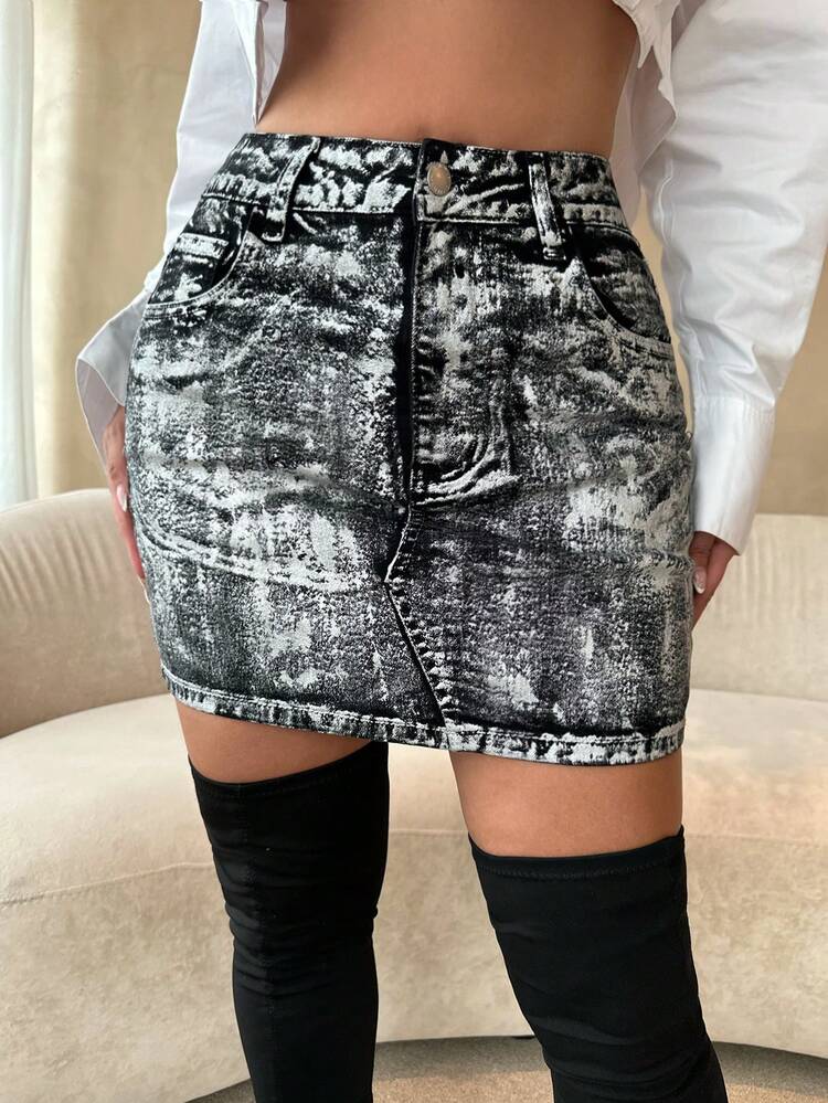 High Waist Bodycon Denim Skirt