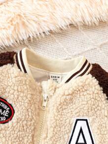 Baby Boy Letter Embroidery Raglan Sleeve Teddy Coat